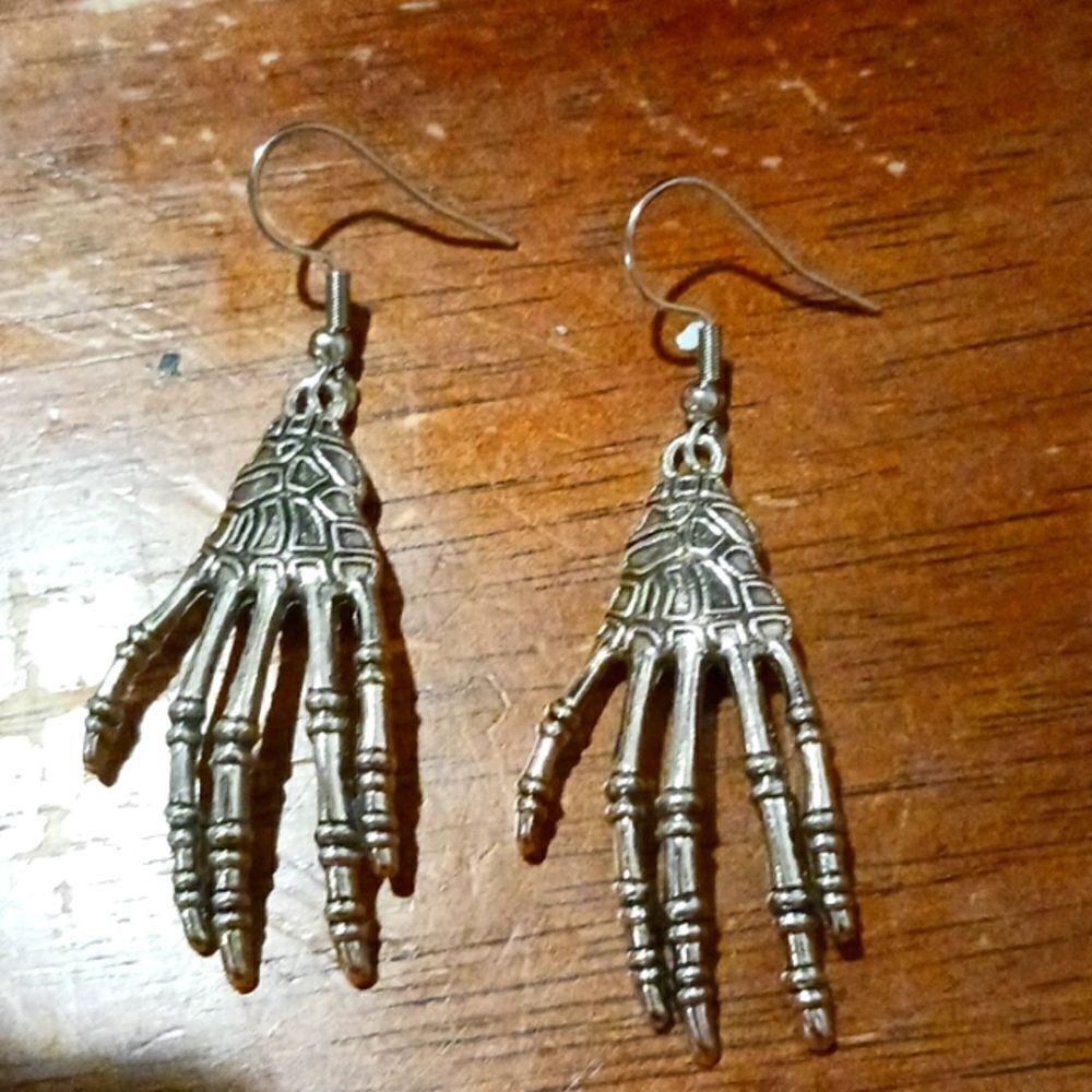 3 for 26$ Silver Skeleton Hand Earrings